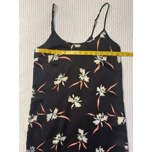 J. Crew Black Floral Tank Dress Side Slit Adjustable Straps Midi Whimsy Goth - Picture 3 of 6